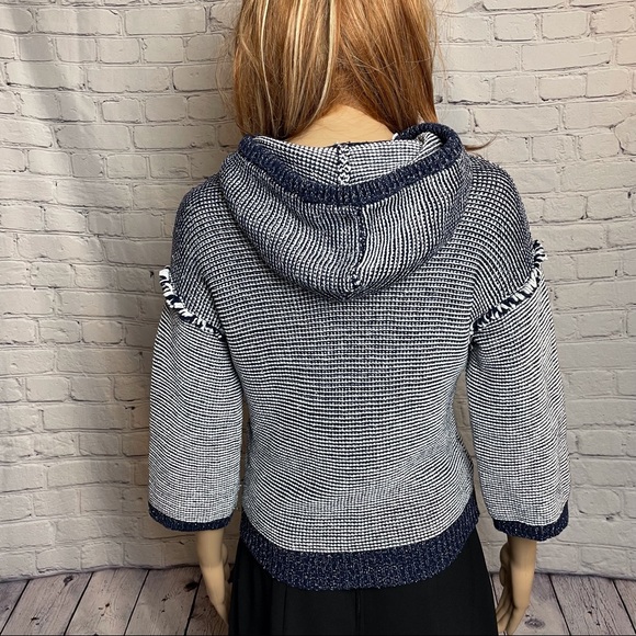 EVA MENDES Sweatshirt Hoodie Size M (runs small) Blue Silver Knit - Picture 4 of 8